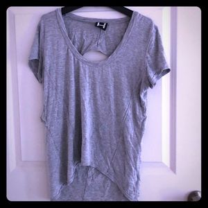 H by Bordeaux grey top with open back. Size medium